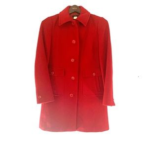 Sleek J. Crew Size 8 Red Wool Peacoat